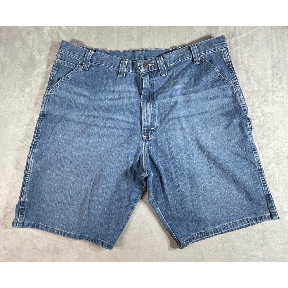 Wrangler Carpenter Shorts Mens 42 Bue Denim Stretch Utility Outdoor 10" Inseam